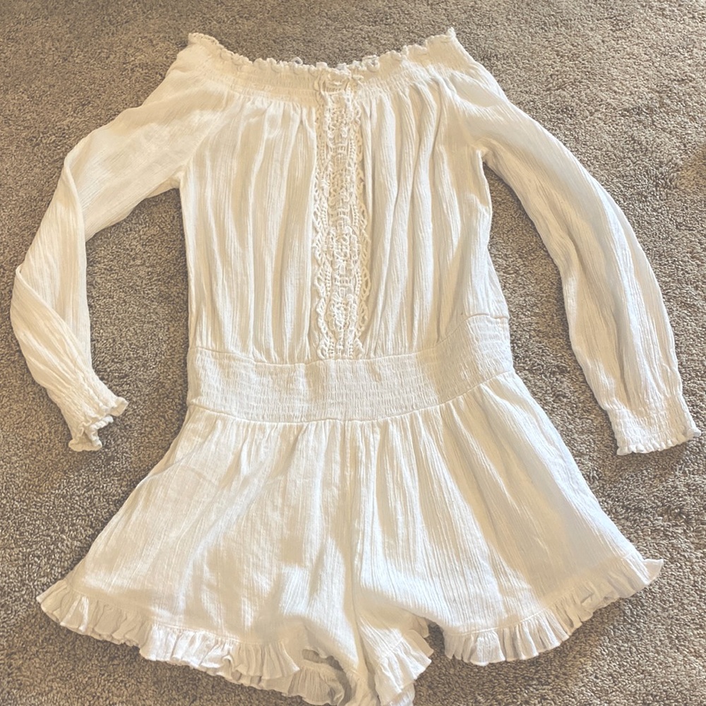 Cotton/gauze white romper